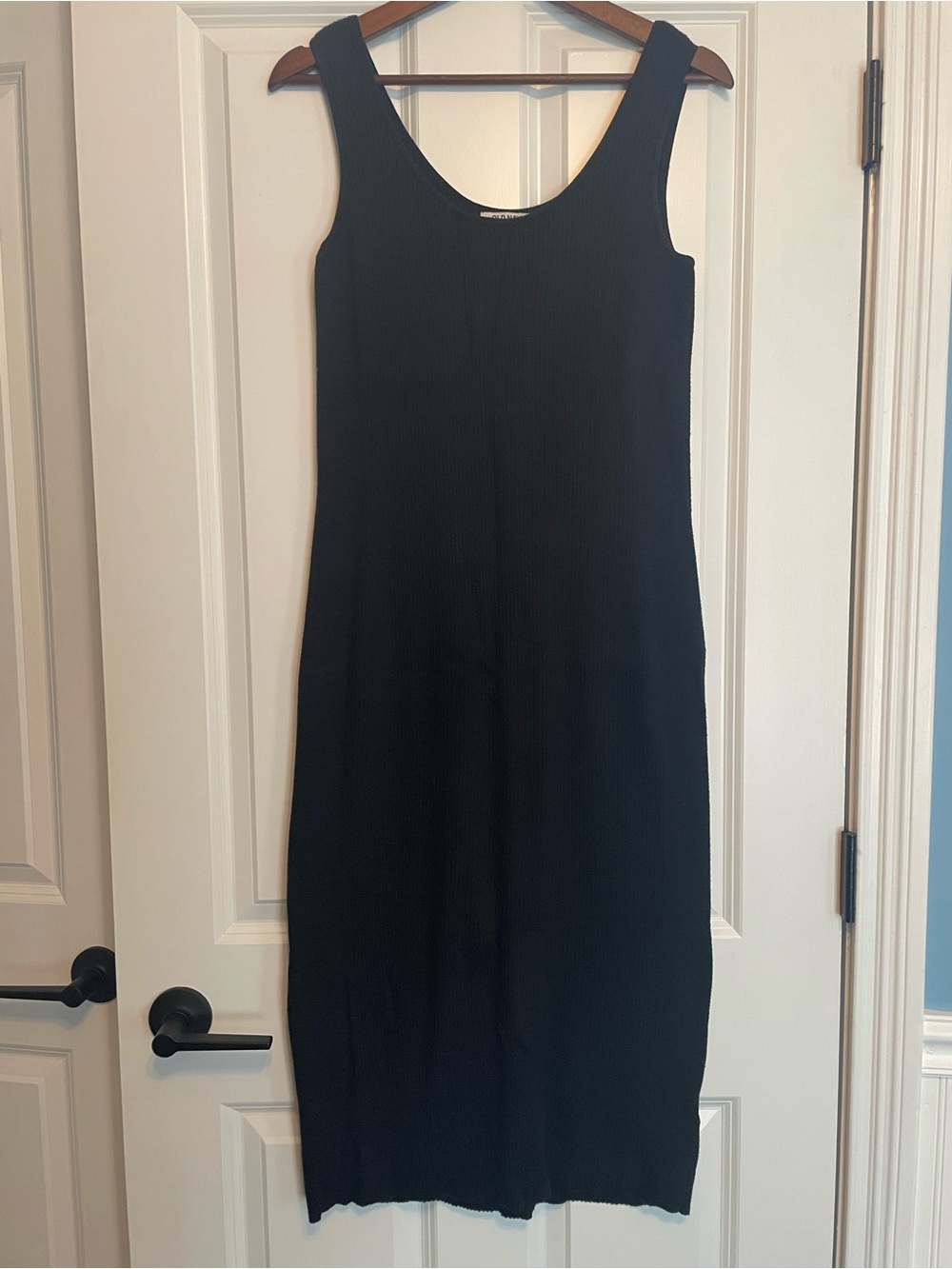 Old Navy Black Ribbed Midi Tank Dress